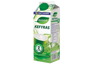 Kefyras GAMTOS, 2,5%, su 12 bakterijų ir dietinėmis skaidulomis, 900 g