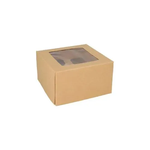 Keksiukų dėžutė, 4 vietų, su langu, popierius/PLA, 17,5 x 17,5 x H 10 cm, 25 vnt