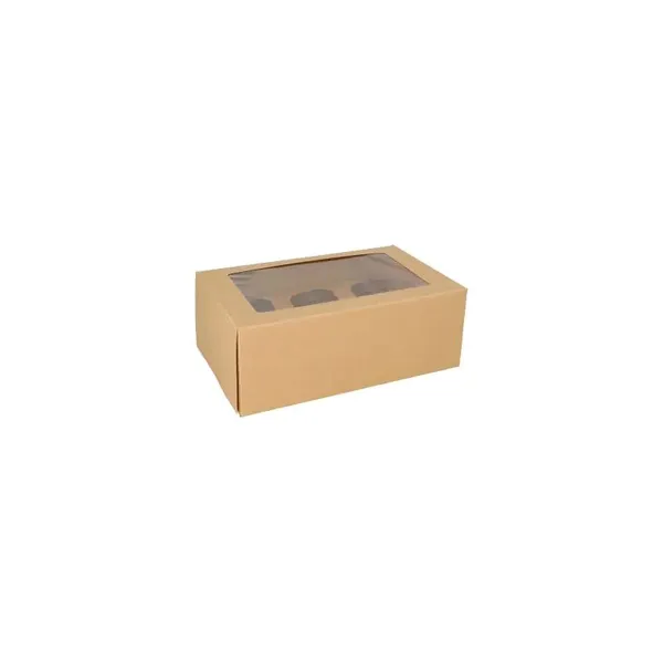Keksiukų dėžutė, 6 vietų, su langu, popierius/PLA, 27 x 17,5 x H 10 cm, 25 vnt