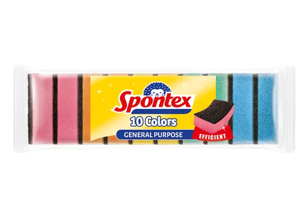 Kempinė - šveistukas SPONTEX 10Colors, 8,6 x 5,5 x H 2,8 cm, 10 vnt