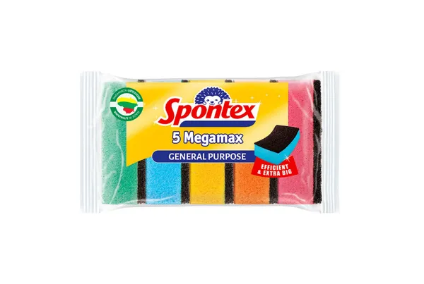 Kempinė - šveistukas SPONTEX MegaMax, 10,5 x 7,5 x H 3,5 cm, 5 vnt