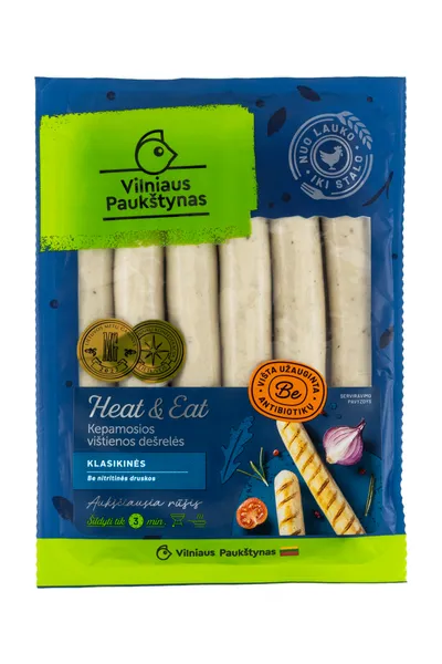 Kepamosios vištienos dešrelės KLASIKINĖS, a.r.,495g