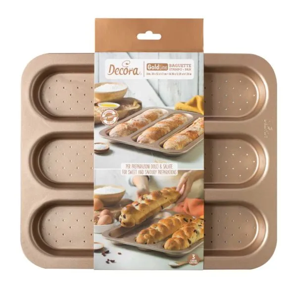 Kepimo forma Baguette, 3 bagetės, metalas/nelimpanti danga, 542 ml, 38 x 32 cm, H 3 cm, vnt