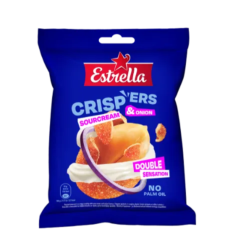 Kepinti žemės riešutai ESTRELLA, grietinės ir svogūno skonio, su traškia luobele,140g