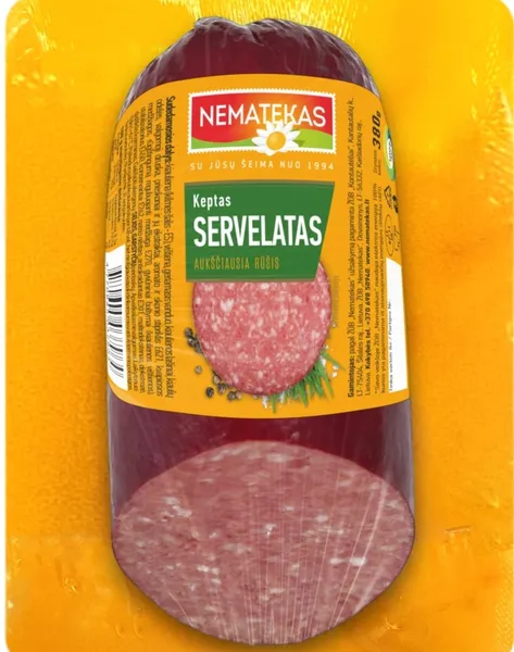 Keptas servelatas, aukščiausia rūšis, 380 g.