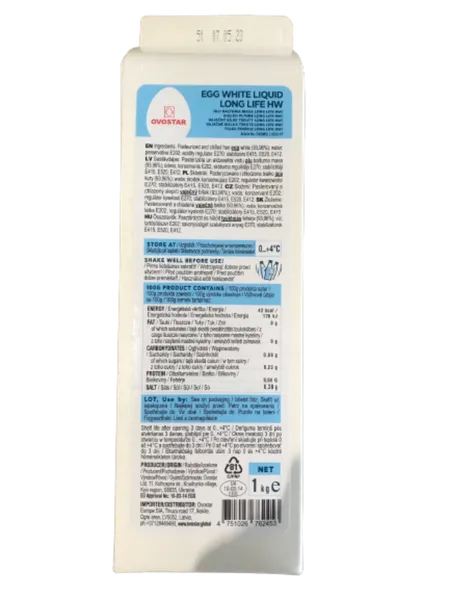Kiaušinių baltymų masė OVOSTAR, pasterizuota, Long Life HW, 1 kg