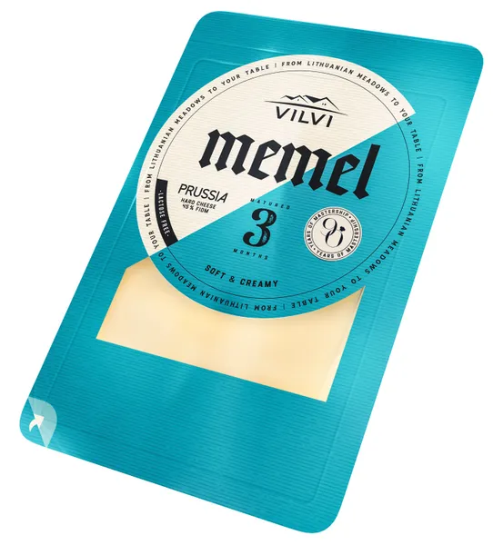 Kietasis sūris MEMEL Prussia 3 mėn., 45%, RSM, riekutėmis, 0,15 kg