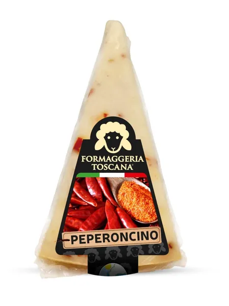 Kietasis sūris Pecorino FORMAGGERIA TOSCANA, su aitriosiomis paprikomis, avies pieno, 70g