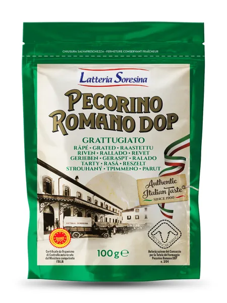 Kietasis sūris Pecorino Romano LATTERIA SORESSINA, tarkuotas, PDO, 100 g