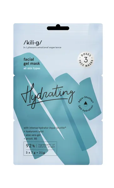 KILIG HYDRALINE intensyviai drėkinanti gelinė veido kaukė 3 x 7 g