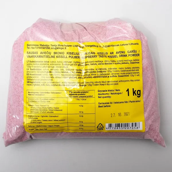 Kisielius KLINGAI, aviečių skonio,  be dažiklių, 1 kg