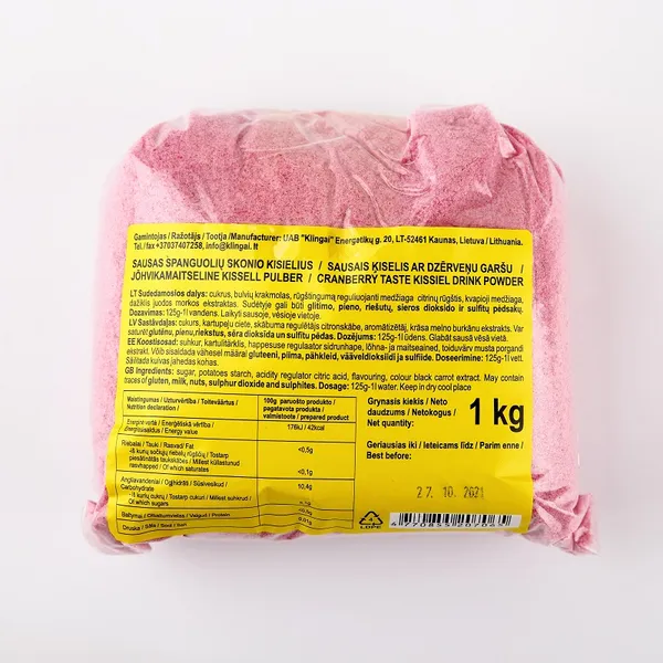 Kisielius KLINGAI, spanguolių skonio, be dažiklių, 1 kg