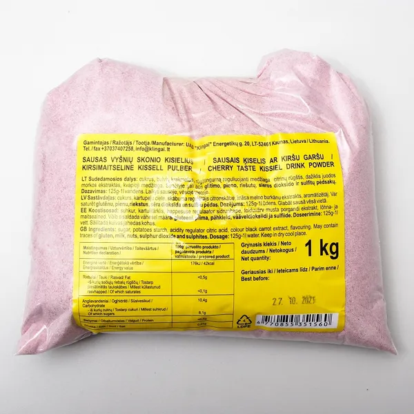 Kisielius KLINGAI, vyšnių skonio, be dažiklių, 1 kg