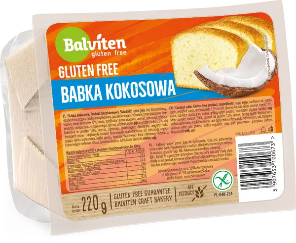 Kokosinis pyragas BALVITEN GLUTEN FREE, 220 g