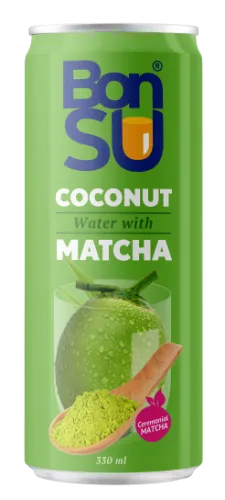 Kokosų vanduo BONSU su matcha (100%), 0.33 l
