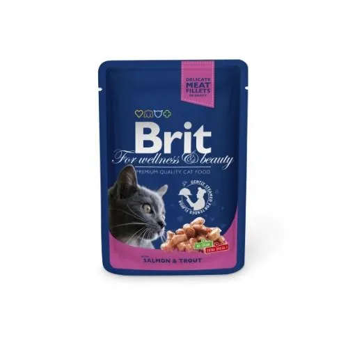 Konservai katėms BRIT PREMIUM Salmon&Trout, maišelyje, 100 g