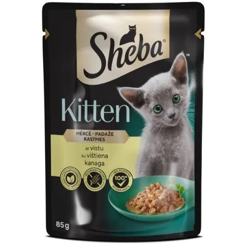 Konservuotas ėdalas kačiukams SHEBA, su vištiena padaže, 85g