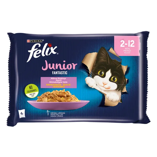 Barība kaķiem Felix Fantastic konservs junior 4x85g