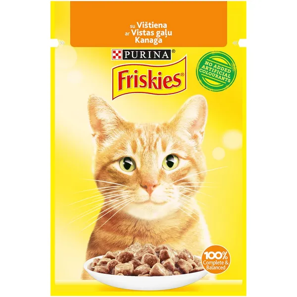Konservuotas ėdalas katėms FRISKIES, su vištiena, 85 g