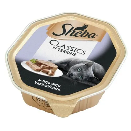Barība kaķiem Sheba Tray ar teļa gaļu, pastēte 85g