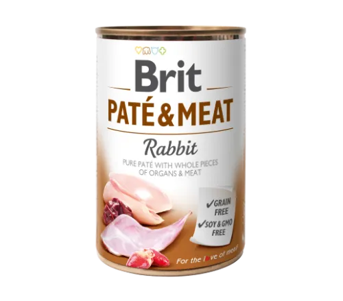 Konservuotas ėdalas šunims BRIT CARE, Rabbit Paté and Meat, 400 g
