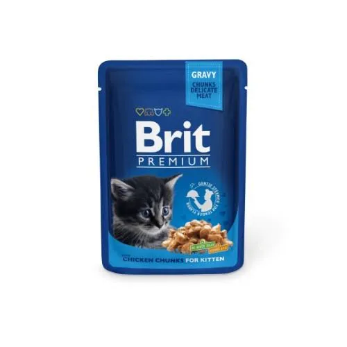 Konservuotas kačių ėdalas BRIT PREMIUM, Chicken Chunks, Kitten, 100 g