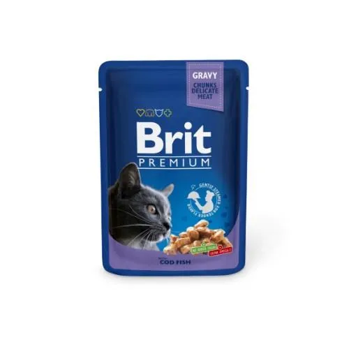 Konservuotas kačių ėdalas BRIT PREMIUM, Cod fish, 100 g