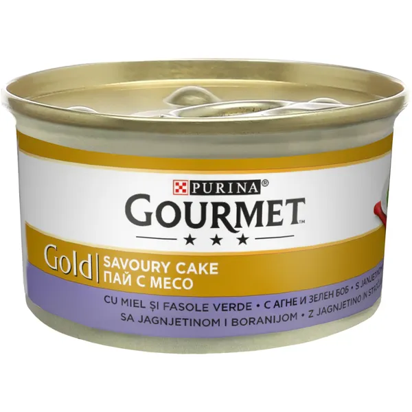Konservuotas kačių ėdalas GOURMET Gold savoury cake su ėriena, 85 g