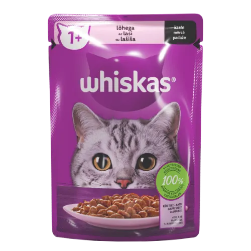 Barība kaķiem Whiskas 1+ ar lasi 85g