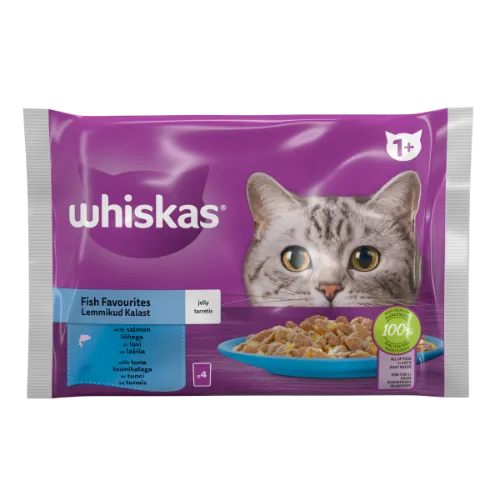 Barība kaķiem Whiskas 1+ zivju izlase 4-paka 340g