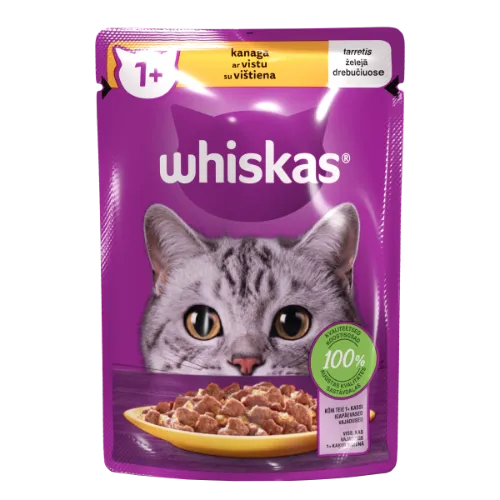 Barība kaķiem Whiskas 1+ ar cāļa gaļa 85g