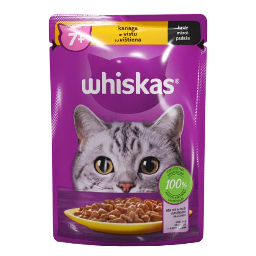 Barība kaķiem Whiskas 7+ ar cāļa gaļu kaķiem senioriem 85g