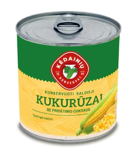 Konservuoti kukurūzai KĖDAINIŲ saldieji, 340g/285g