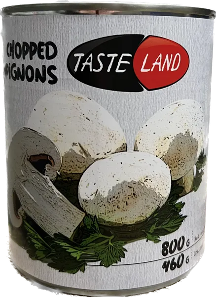 Šampinjoni TASTE LAND, strēmelītes, 800g/460g