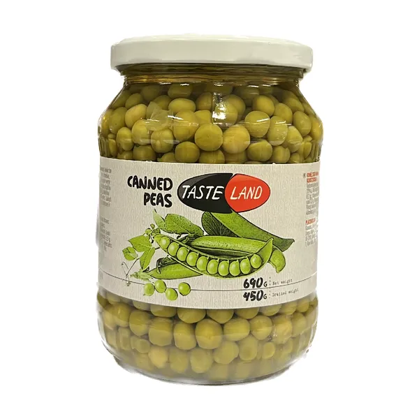 Zaļie zirnīši TASTE LAND, stiklā, 660g/445g