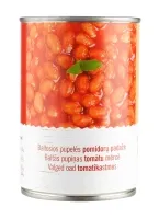 Pupiņas baltas, tomātu mērcē, bundžā, 400g/240g