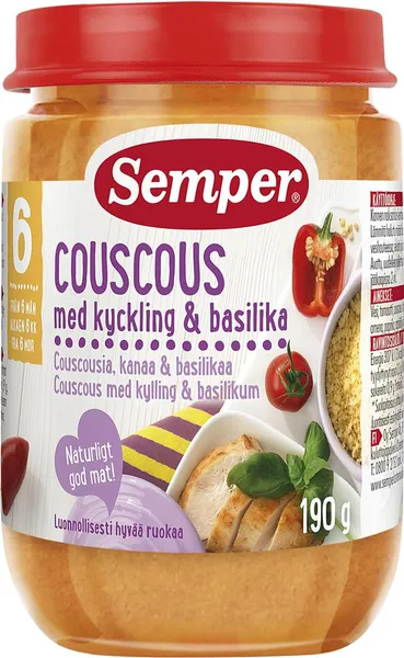 Kūdikių maistas SEMPER su kuskusu ir vištiena, nuo 6 mėnesių, 190 g