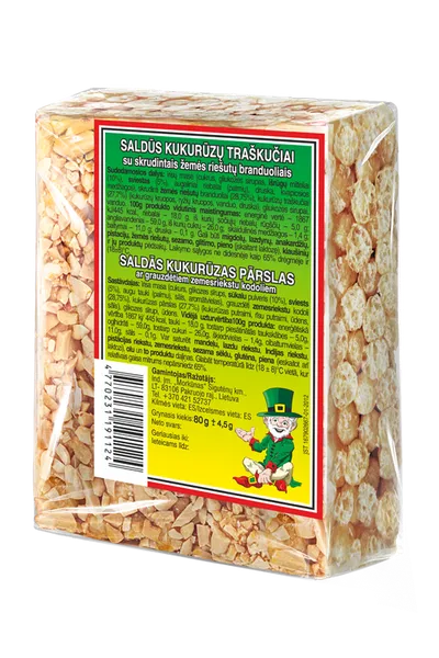 Kukurūzai, saldūs, su riešutais, 80 g