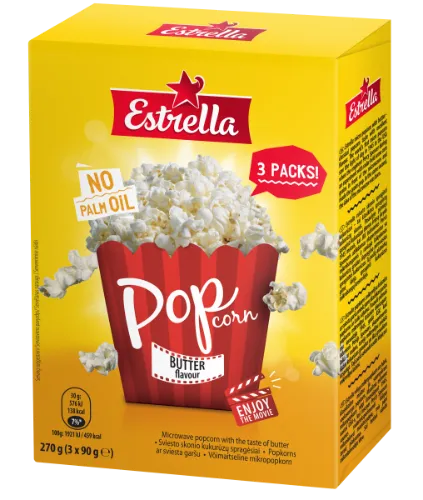 Kukurūzų spragėsiai ESTRELLA, sviesto skonio, 3*90g