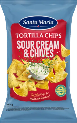 Kukurūzas čipsi SANTA MARIA krējuma un maurloku 185g