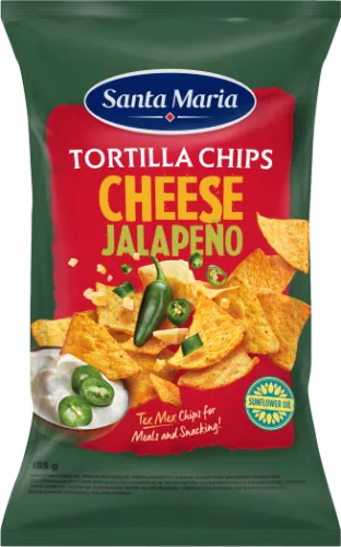 Kukurūzų traškučiai su sūriu ir jalapeno aitriosiomis paprikomis SANTA MARIA, 185 g