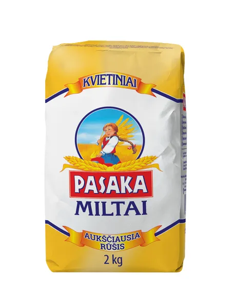 Kvietiniai miltai PASAKA, aukščiausia rūšis, 550D, 2 kg
