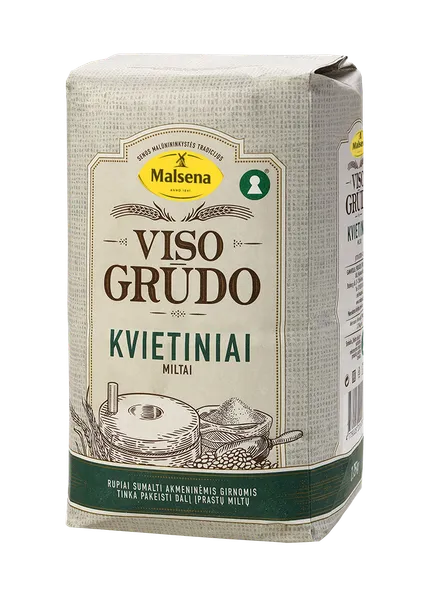Kvietiniai viso grūdo miltai MALSENA, 1,75 kg
