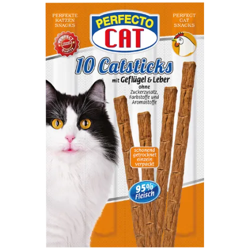 Lazdelės katėms, Perfecto cat, su paukštiena ir kepenėlėmis, 10 vnt, 50 g
