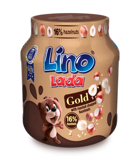 Lazdynų riešutų kremas LINO LADA, Gold, su skrudintais kapotais lazdynų riešutais, 350 g