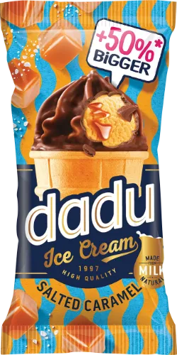 Ledai DADU su pieninio šokolado skonio glaistu ir sūrios karamelės įdaru, 180 ml/ 96 g
