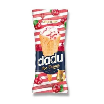 Ledai DADU su spanguolių įdaru, vafliniame  ragelyje 200 ml/120g