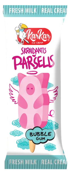Ledai KAR KAR Skraidandis Paršelis vaisinės kramtomosios gumos skonio, 90ml