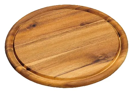 Dēlis griešanai - paplāte, ar rievu, akācijas koks, D 25 cm, H 1,5 cm