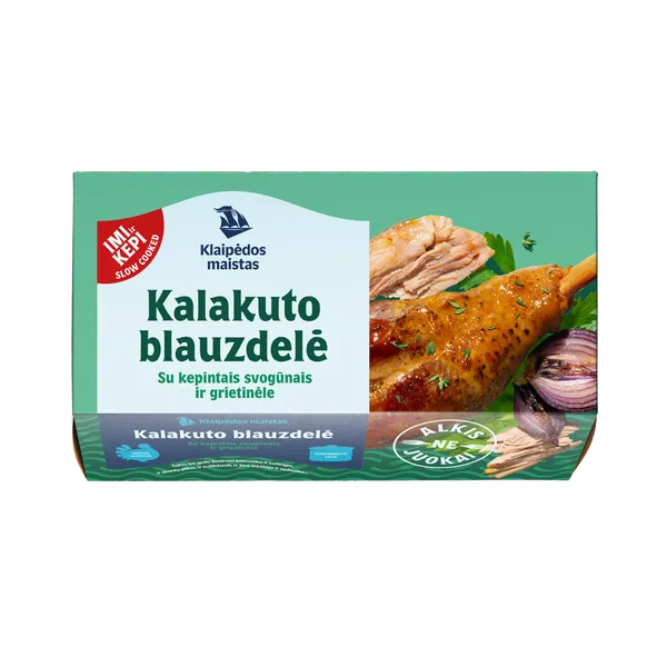 Lėtai virta kalakuto blauzdelė RAKVERE, su kepintais svogūnais ir grietinėle, ~1 kg